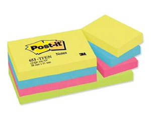 Piezmju lmlapias, 38*51 mm, ENERGETIC, neona asorti, 100 lapias, Post-it